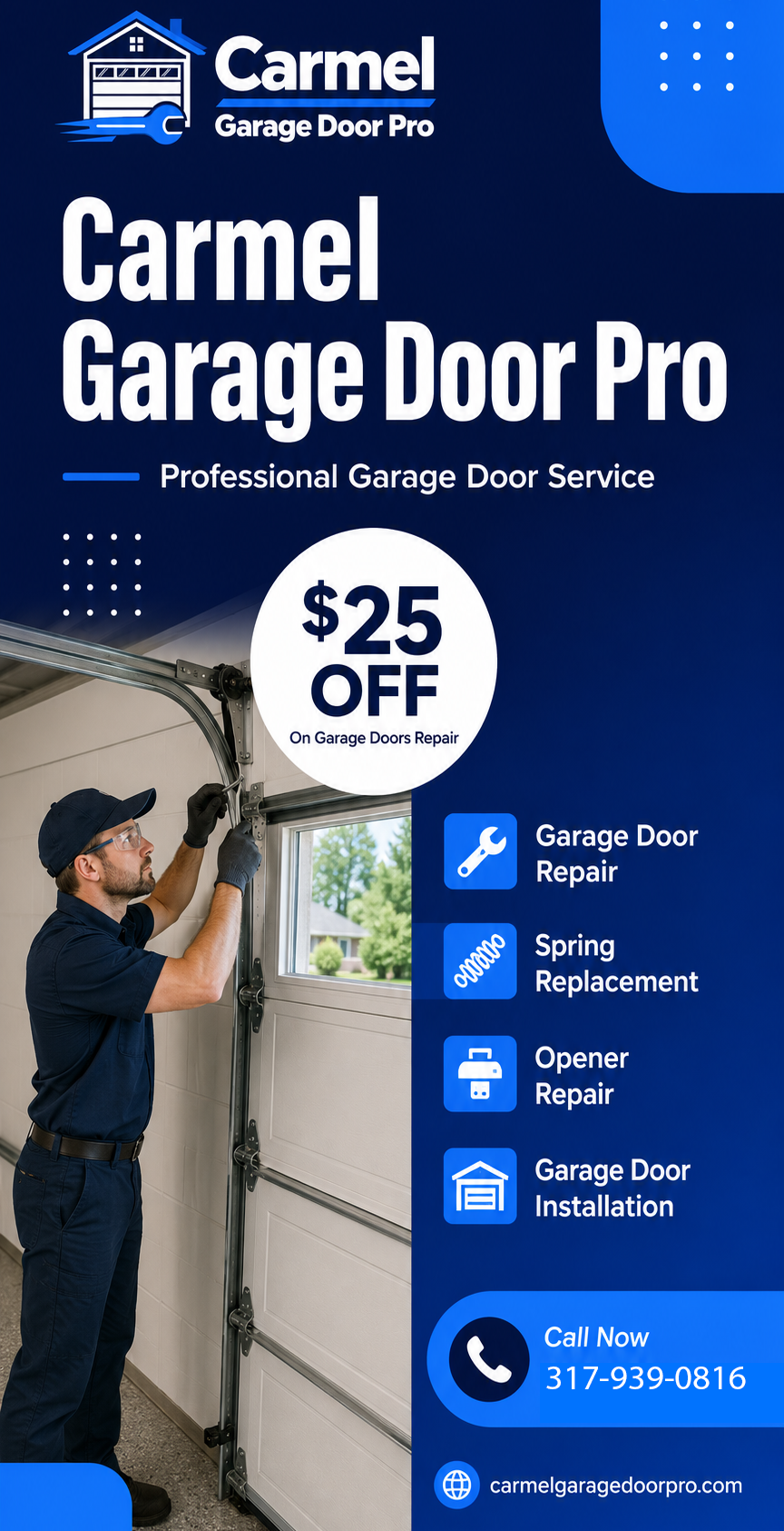 $25 off Carmel Garage Door Pro repair coupon