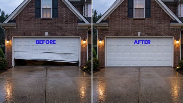 emergency Garage Door before and after