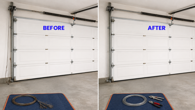 Carmel Garage Door cable before after