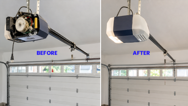 Carmel Garage Door opener before & after