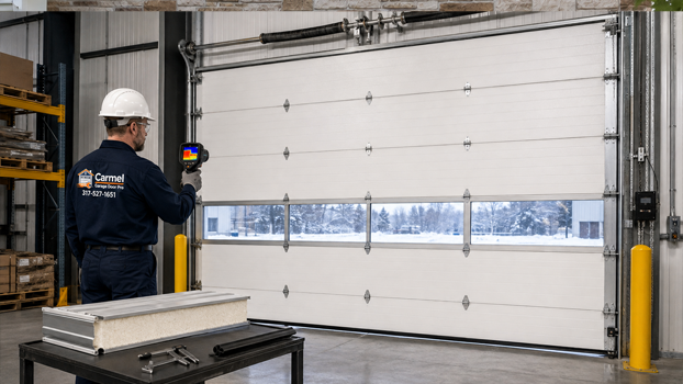 Carmel Garage Door Pro technician inspecting