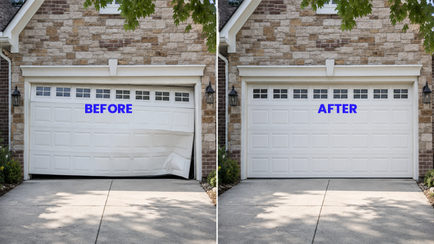 residential Garage Door before and after